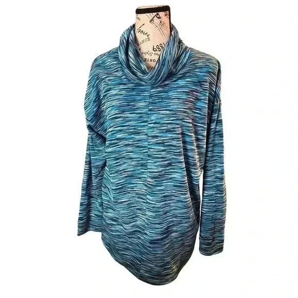 KIM ROGERS SIZE LARGE BLUES STRIPES TOP - Picture 1 of 4